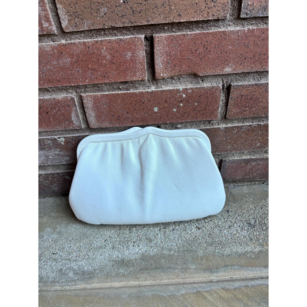 White Leather Clutch or Shoulder Purse